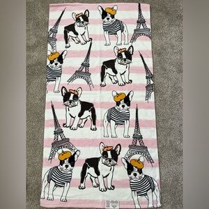 Kassafina Dogs French Bulldogs Bath Towel 100% Cotton 28” X 52” New With Tag